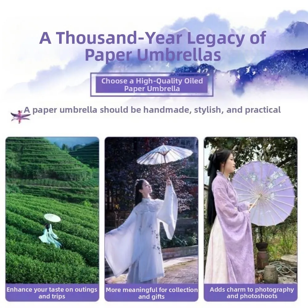 Paraguas Hanfu chino de seda con aceite – Estilo retro japonés para cosplay - imagen 4