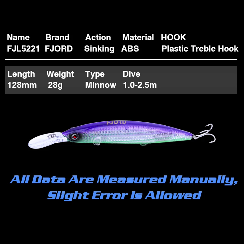 FJORD-señuelo de pesca de pececillo que se hunde, anzuelos triples de agua salada, Swimbaits de mar, efecto UV, artículos de pesca, accesorios, aparejos, 125mm, 28g - imagen 3