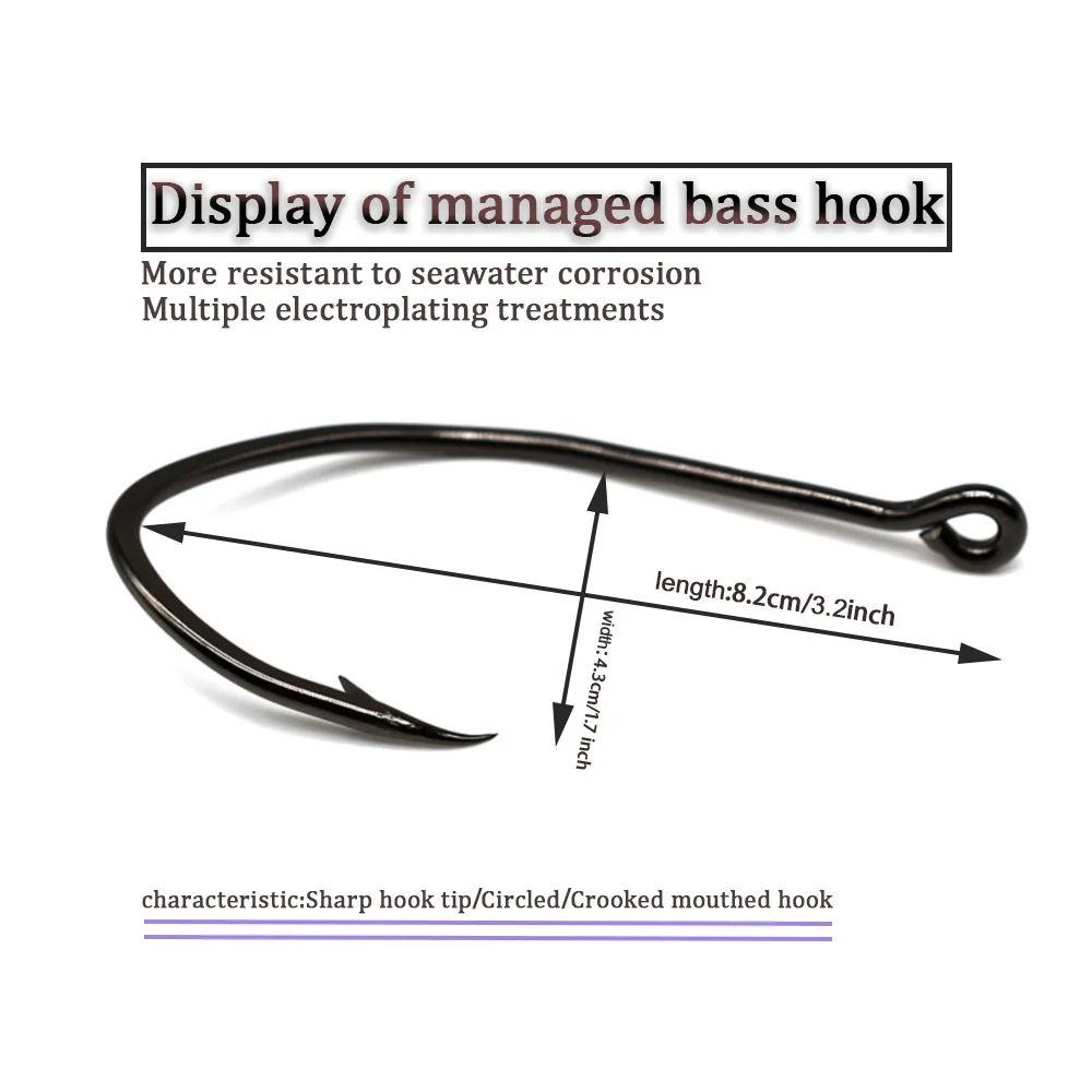 MNFT-anzuelos de pesca grandes de acero al carbono, anzuelos de pesca afilados de alta calidad 8083 en agua salada, tamaño de 8,0x4,0 cm, precio al por mayor, 6 unidades por lote - imagen 2