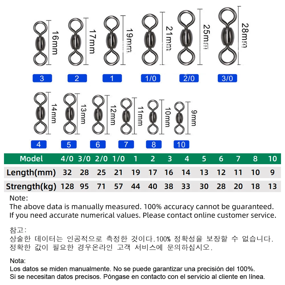 DNDYUJU 30 Uds barril de pesca giratorio grúa anzuelos conector accesorios de pesca de carpa aparejos de pesca de salmuera - imagen 2