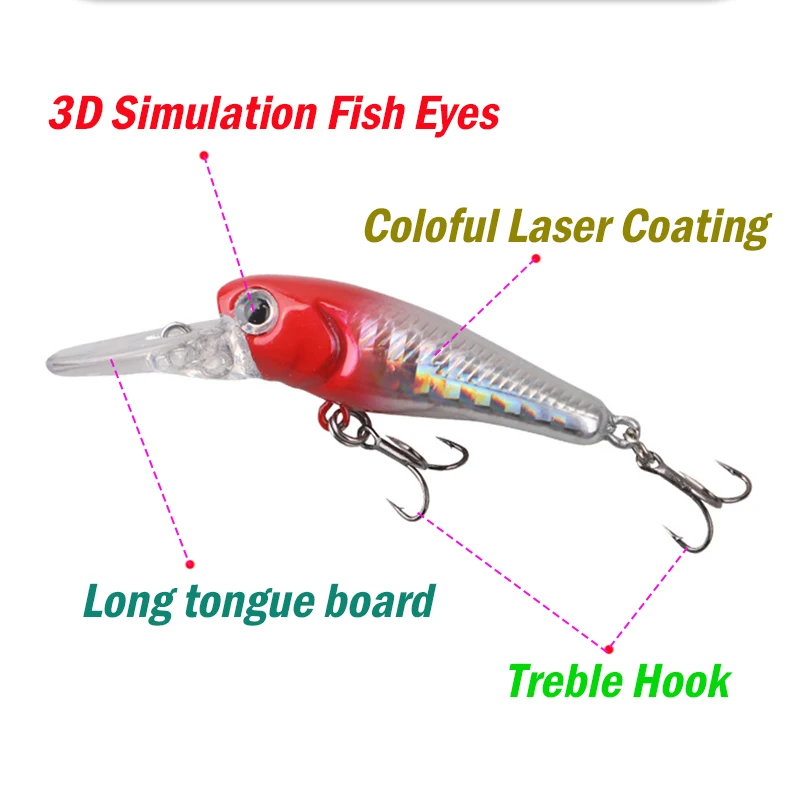 40mm 3,2g pececillo flotante cebo duro río oscilantes de agua dulce Crankbait Señuelos de pesca carpa perca enchufe trucha - imagen 3