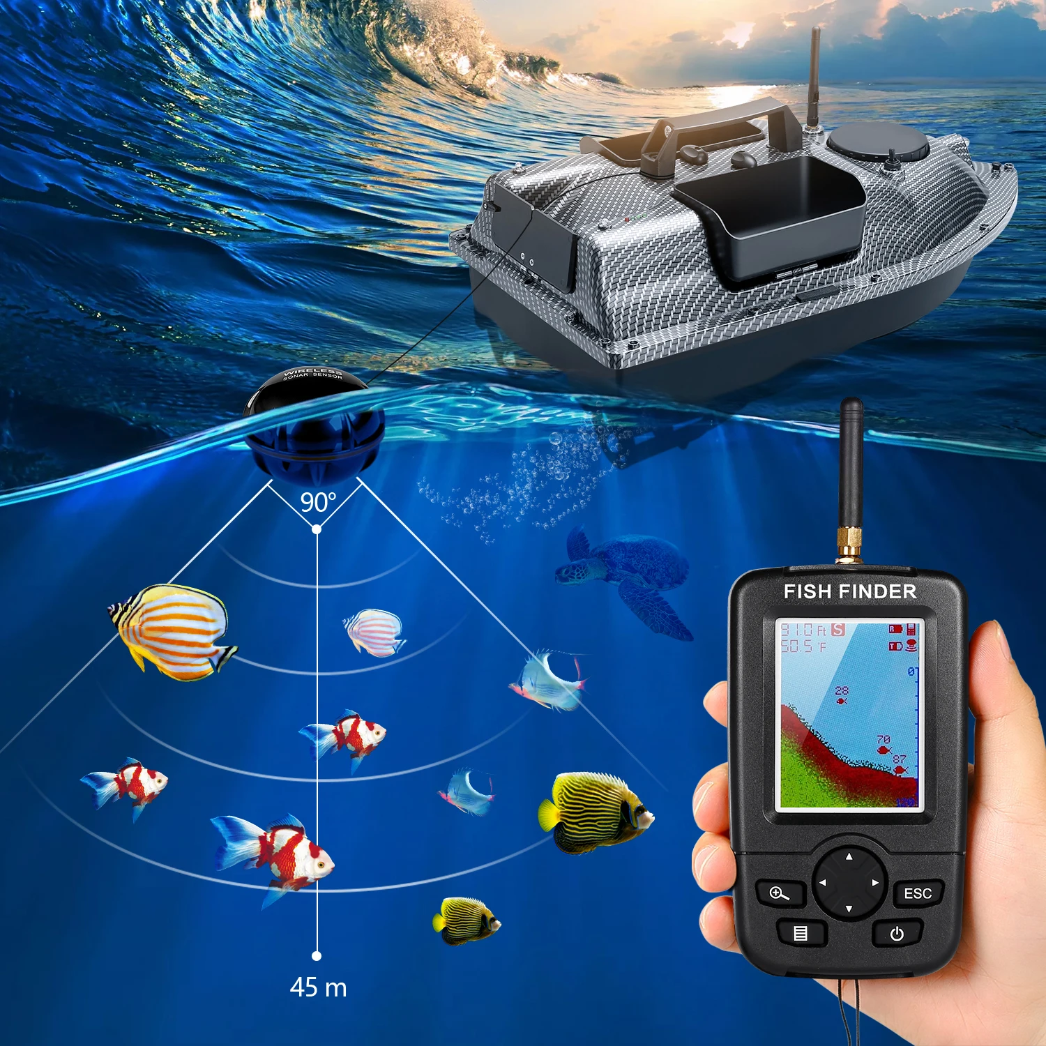 Barco Telemandado con GPS y Sonar Inalámbrico - Mando Compacto - imagen 4