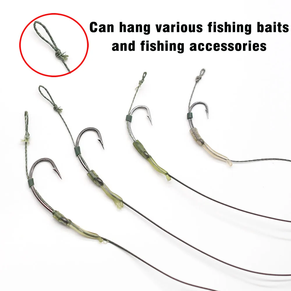 MNFT-Juego de 9 anzuelos de pesca de carpa, aparejos terminales atados a mano, aparejo combinado de pelo, anzuelo listo - imagen 5