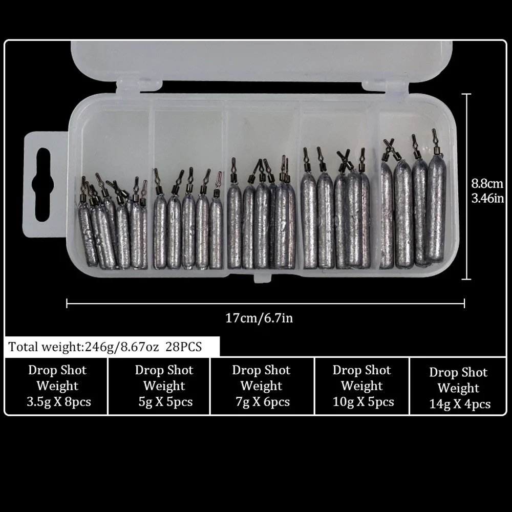 THKFISH-Kit de plomos de pesca, 28 Uds., aparejo loco de agua dulce, 3,5g, 5g, 7g, 10g, 14g, pesas, tiro directo para lubina, aparejos de Texas - imagen 2