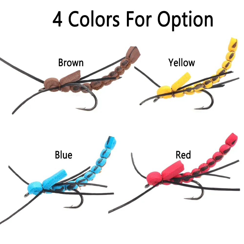 Bimoo 6PCS/8PCS # 12 patas largas de goma, cuerpo de espuma, grúa, mosca flotante, mosca seca para trucha, perca, pesca, moscas, cebos, señuelos - imagen 4