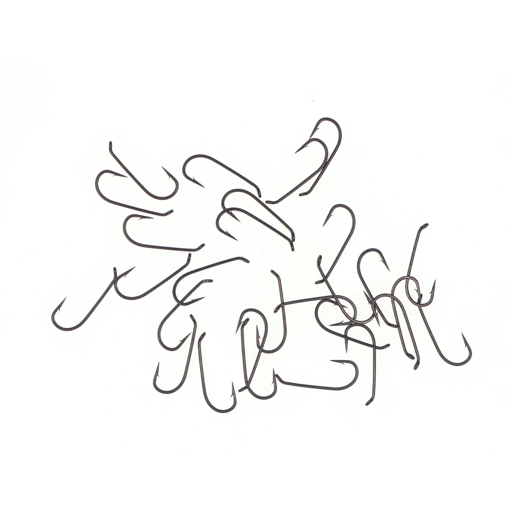 Wifreo 50PCS 22 #   ~ 12 #   Abajo ojo vástago largo 1X alambre fino anzuelos para atar moscas secas acabado en níquel negro anzuelo de pesca con mosca trucha arcoíris - imagen 4