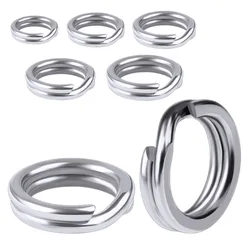 Anillo dividido de pesca, accesorios para aparejos, conector de señuelo Artificial, anillos de doble capa de acero inoxidable 304, lote de 50 piezas en oferta