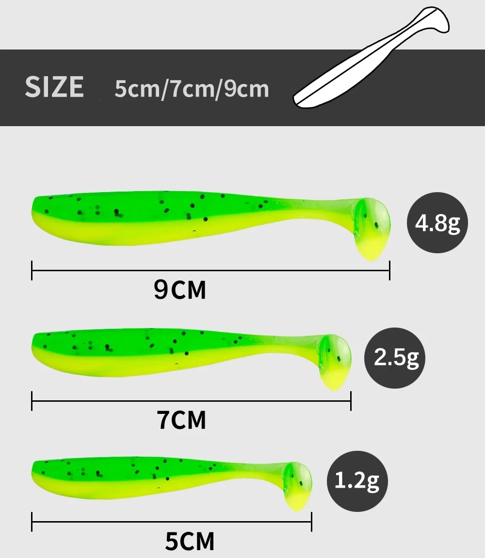 10 Uds. Señuelos blandos cebo de silicona Señuelos de pesca 50/70mm 1,2/2,5g Wobblers pesca de carpa señuelo suave Swimbait cebos de plástico artificiales - imagen 2