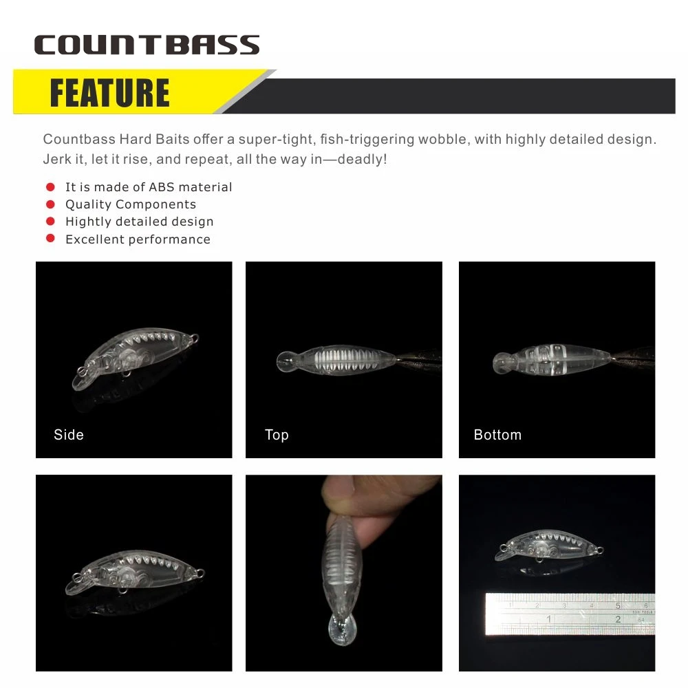 Countbass 10 Uds. Señuelos duros en blanco, 35mm/1,4 "1,6g/0,06 oz, pececillo que se hunde, cebos de pesca sin pintar, Wobblers, cebos duros de agua dulce - imagen 4