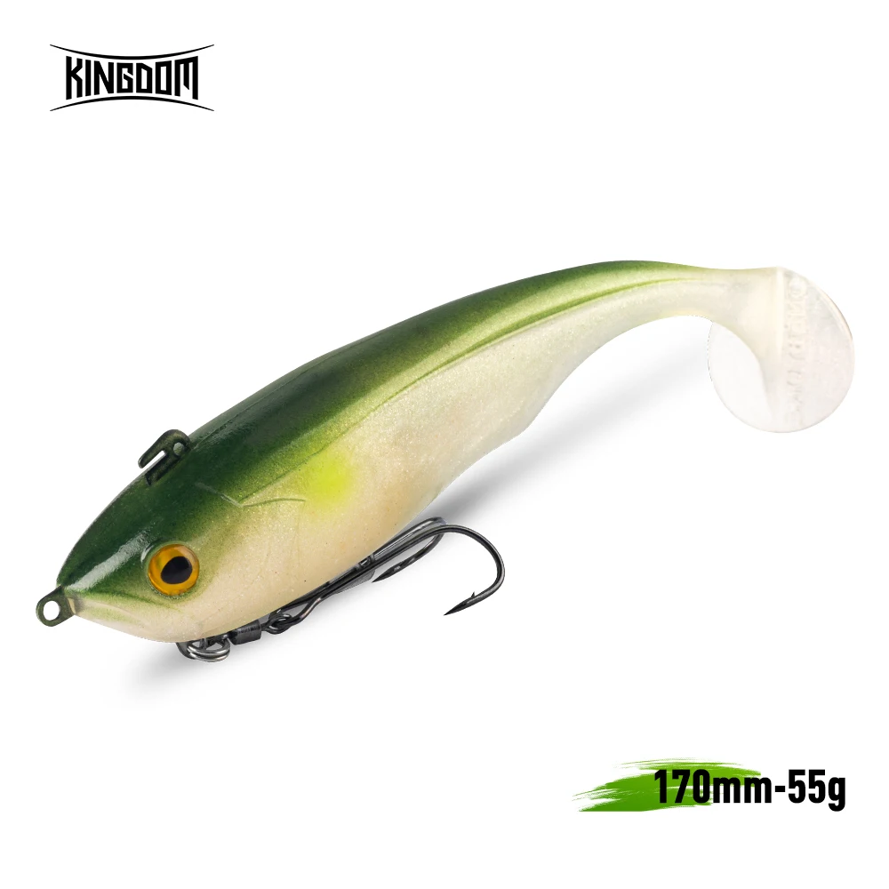 Kingdom Tsunami-señuelo de pesca para pesca en el mar, 55g, 170mm, hundimiento, Artificial, grande, suave, PVC, silicona, 3D, ojo grande