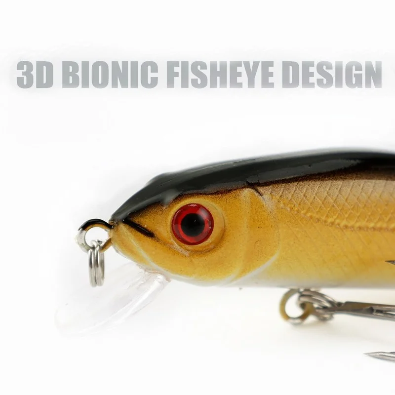 Señuelo de pesca de pececillo flotante, 1 piezas, 60mm, 4g, ojos 3D, Crankbait Wobbler, cebo duro de plástico Artificial, aparejos de pesca - imagen 4
