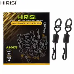 Hirisi 20 piezas Terminal de pesca de carpa accesorios de aparejos cuerpo largo en forma de Q presión giratoria de pesca con anillo sólido AE007S