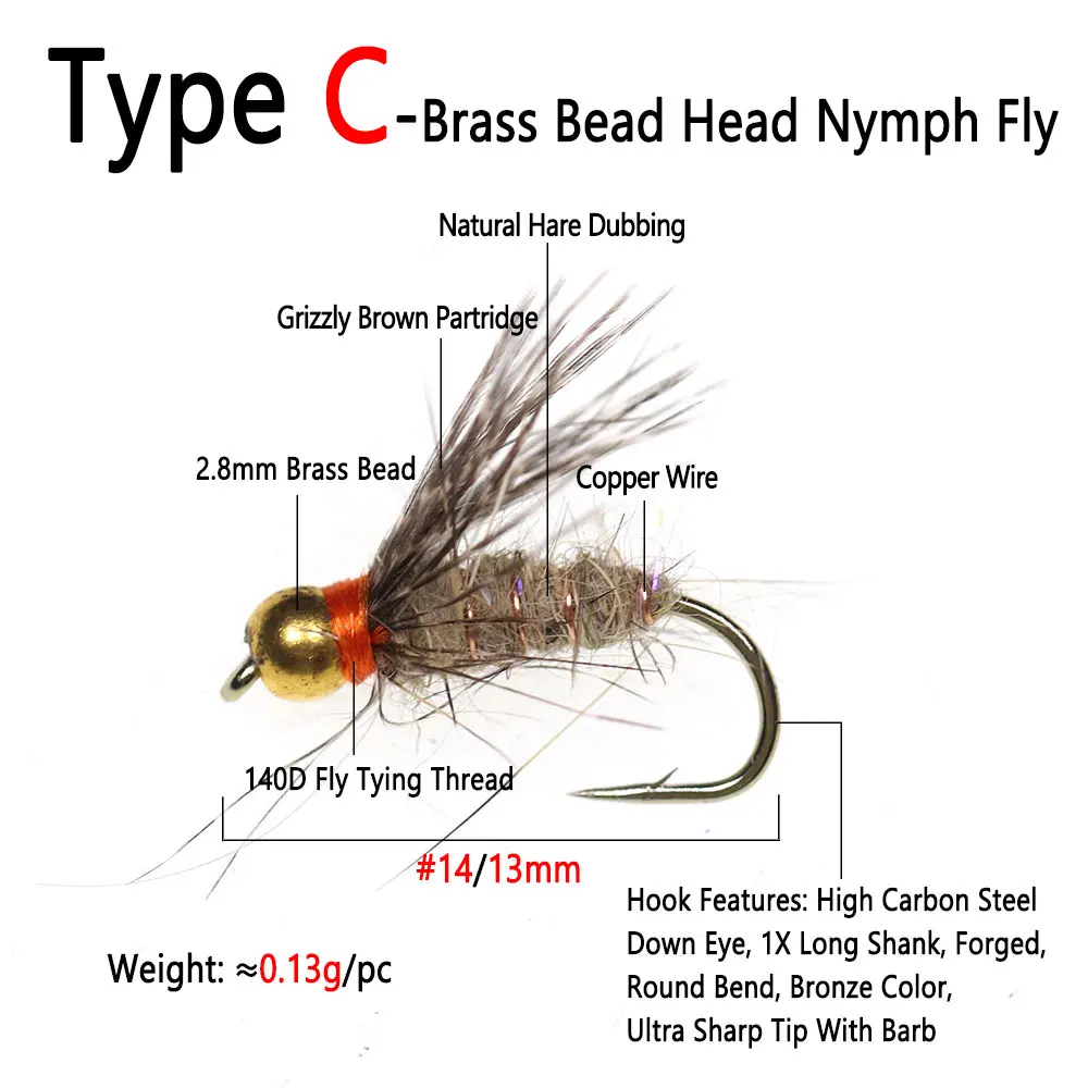 Bimoo-Plantilla de cabeza de cuentas de tungsteno para pesca, señuelos de Ninfa húmedos de hundimiento rápido para trucha, lubina y perca, 24 unids/lote por caja - imagen 4