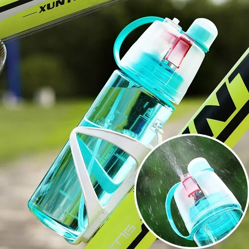 Nueva botella de agua pulverizada creativa de 600ml, botellas atomizadoras portátiles para deportes al aire libre, gimnasio, botellas para beber, pistolas de agua - imagen 3