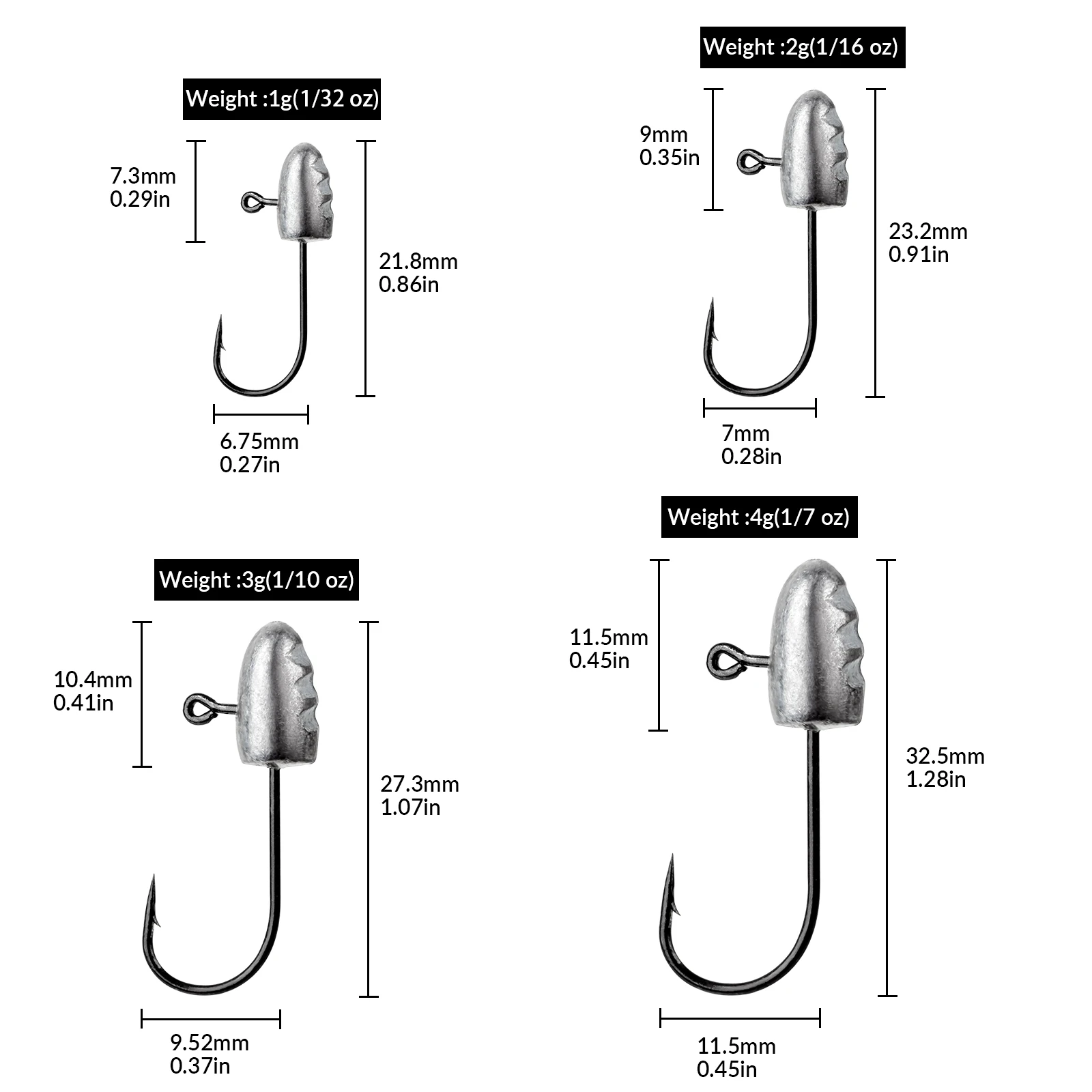 THKFISH-anzuelos con cabeza de plomo, 10 Uds., 3g, 4g, manivela, anzuelo de pesca con cabeza, Mini plantillas, señuelos de gusanos blandos, anzuelo para pesca de lubina y carpa - imagen 2
