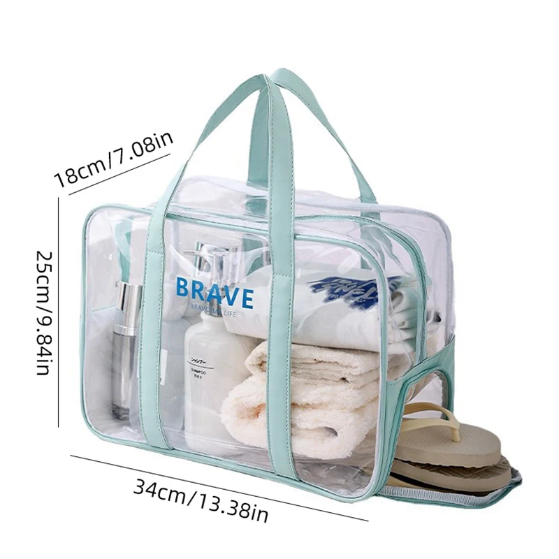 Bolsa de escalada al aire libre impermeable PVC transparente natación playa bolso con zapatos bolsillo comando lavado equipaje Tote Pack - imagen 3