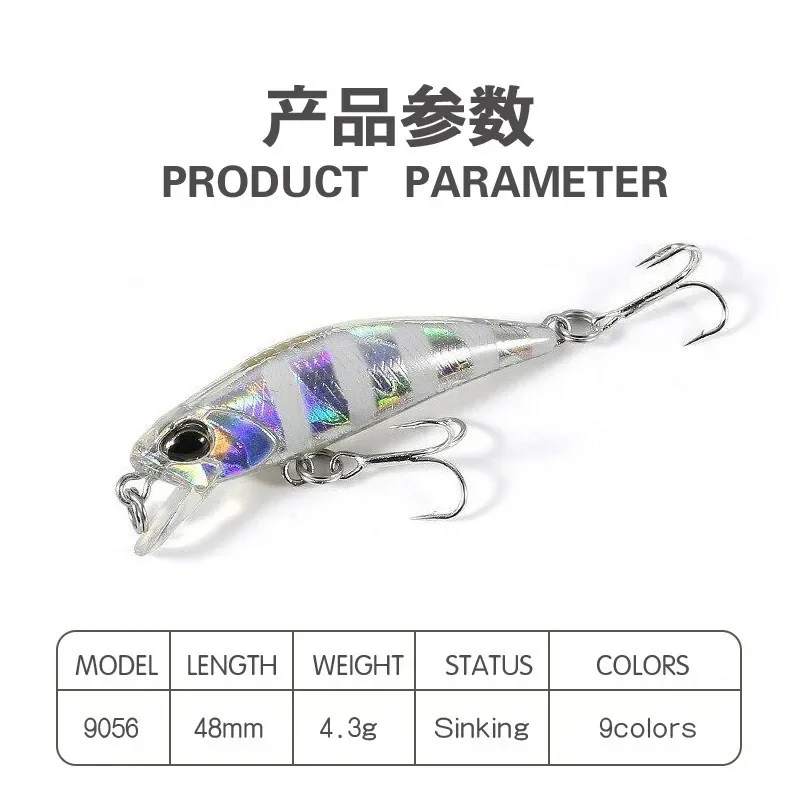 Mini Señuelos de Pesca que se hunden Minnow Wobblers, cebo duro de plástico Artificial, Jerkbait Crankbait, aparejos de pesca, 48mm, 4,3g, 1Pc - imagen 3
