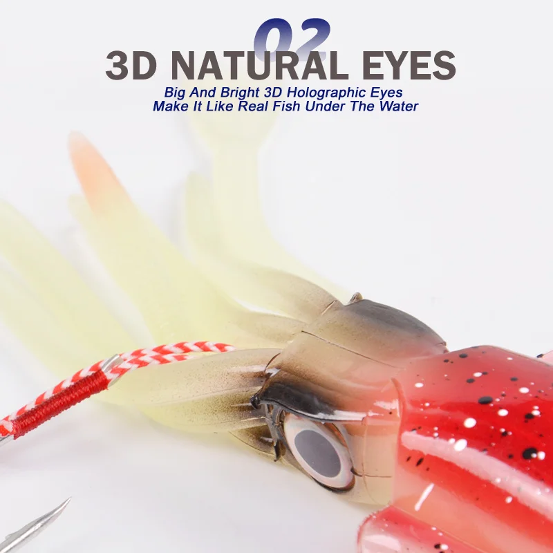 Señuelos de pesca con plantilla de calamar UV luminosa de goma Artificial suave de silicona 60g120g150g para pesca en el mar cebo Wobbler de curricán - imagen 4