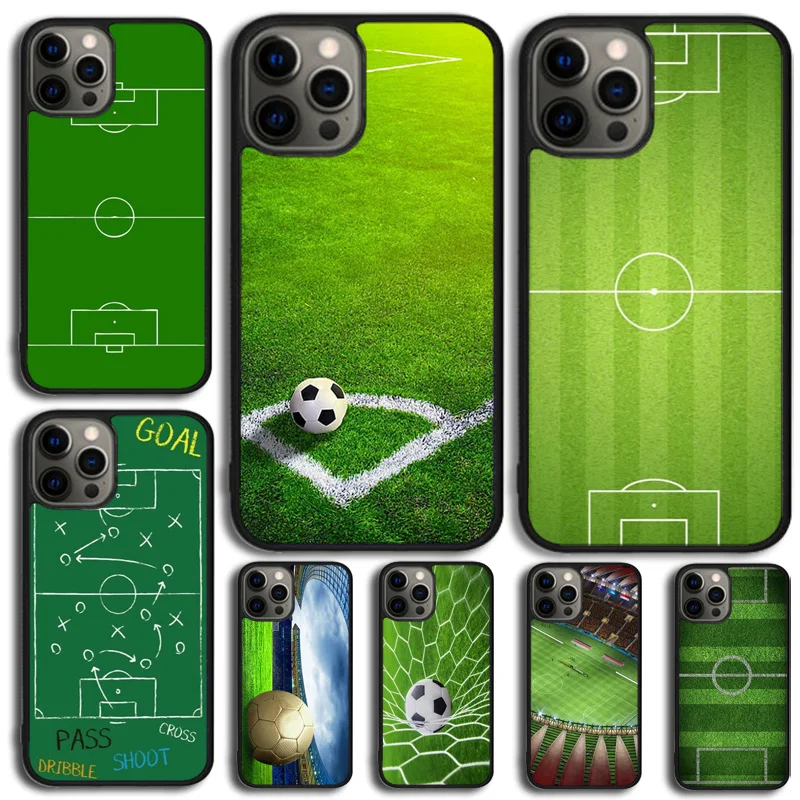 Funda iPhone campo fútbol – Compatible 11 12 13 14 15 16 Pro Max