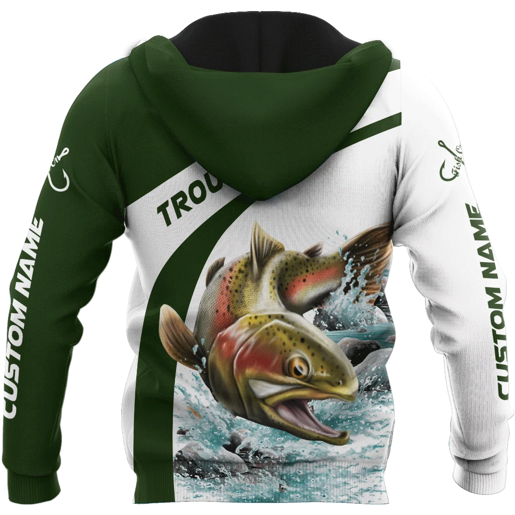 Sudadera pesca trucha 3D KJ881 – Personalizada capucha cremallera - imagen 2