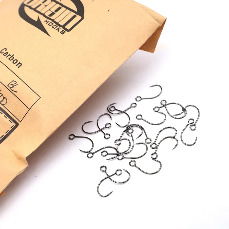 10 unids/lote tamaño 4-12 #   ORIGIN-anzuelo de repuesto para señuelo de pesca, anzuelo individual para cebo de pescado, anzuelo en línea, ojo grande, aparejos de acero rico en carbono - imagen 2
