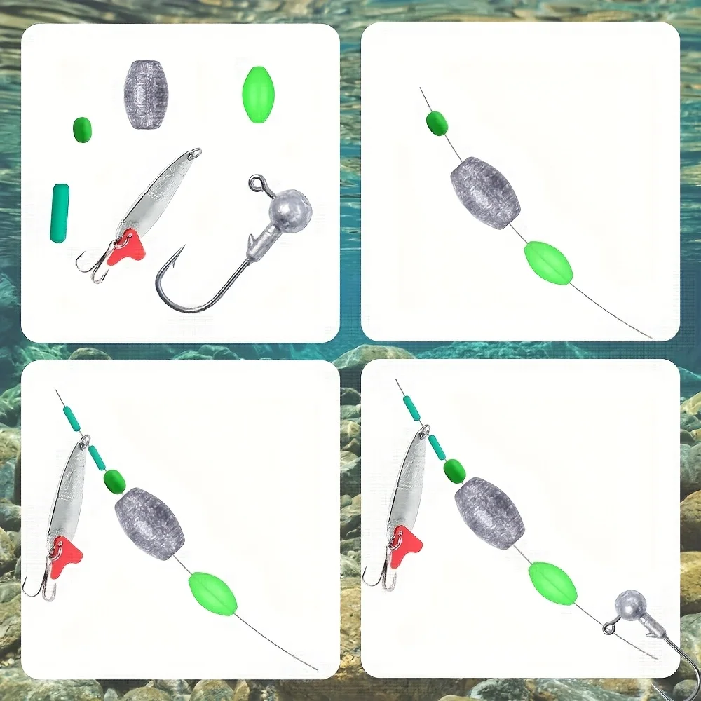 400/900 piezas cebo cuentas de oliva luz nocturna fluorescente juego de cuentas de cebo de plástico con cuentas anticolisión y cuentas protectoras - imagen 5