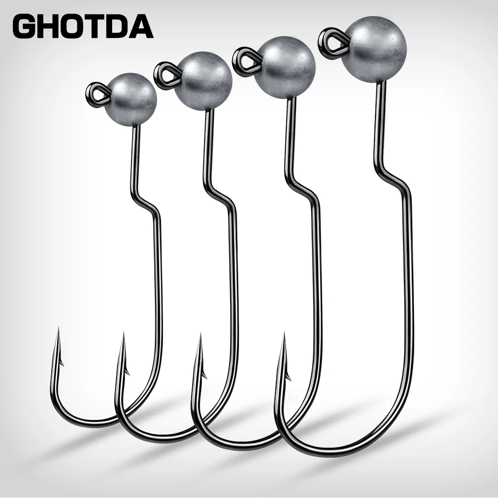 GHOTDA-anzuelo de pesca con manivela ancha, 5 piezas, cabeza de plantilla de plomo, señuelo de gusano suave, púas, 1g, 1,8g, 2,5g, 3,5g - imagen 4