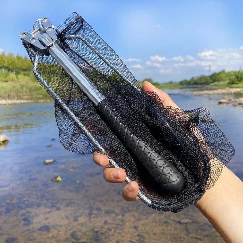 Red de Pesca plegable portátil, Material de aleación de aluminio, mango antideslizante, adecuado para aparejos de Pesca de agua dulce y salada