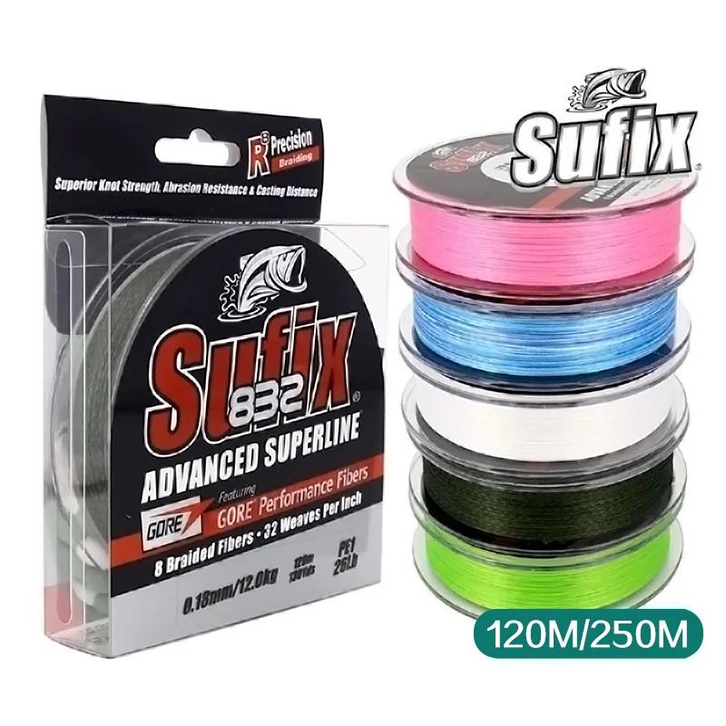Sufix-Hilo de pescar trenzado 832, 120M, 250M, trenza avanzada, 8 hebras, 0,1mm-0,48mm, 4-80lb, Multifilamento - imagen 3