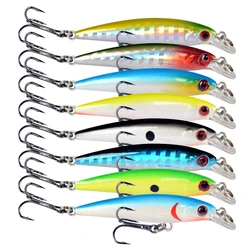 Cebo de agua de hundimiento lento, señuelo de pesca pequeño, cebos duros de pececillo realistas, ojos 3D, Crankbait Wobblers, pesca de carpa, aparejos de Peaca 8 Col