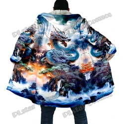 Capa forro polar grueso hombre – Estampado 3D tatuaje dragón