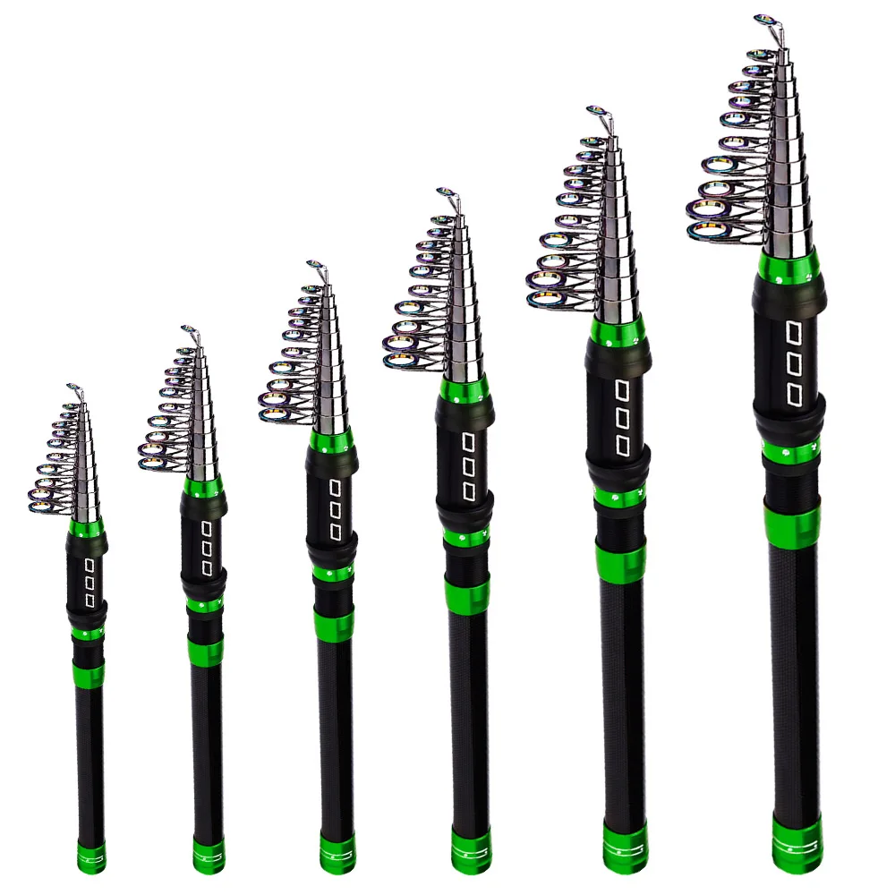 Caña de pescar telescópica de carbono, 7-13 secciones, caña giratoria, ultracorta, señuelo, Jigging, pesca al aire libre