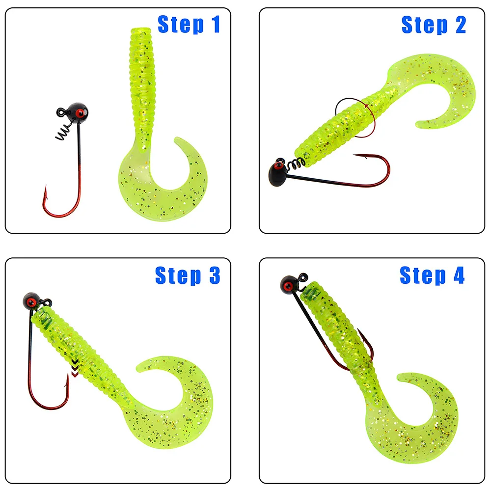 9 Uds. Cabezas de anzuelo de pesca, anzuelos, cabezales de anzuelo de lubina de fútbol con bloqueo de tornillo, señuelos de pesca de gusano, plantillas para lubina, trucha, agua salada y agua dulce - imagen 4