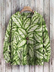 Jersey de Punto Unisex Cuello Redondo – Diseño Retro Hojas y Sol