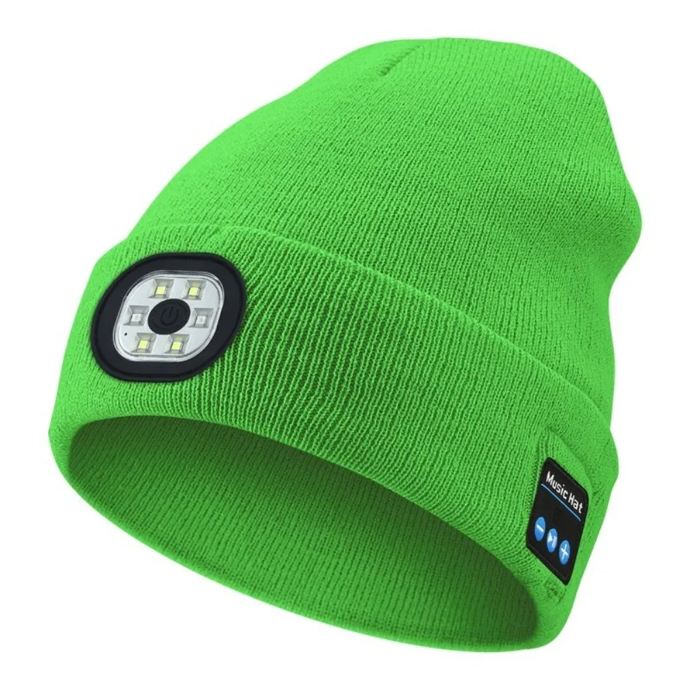 Único con luz Bluetooth gorro auriculares altavoz micrófono faro gorra extraíble recargable luz LED gorra pesca - imagen 2