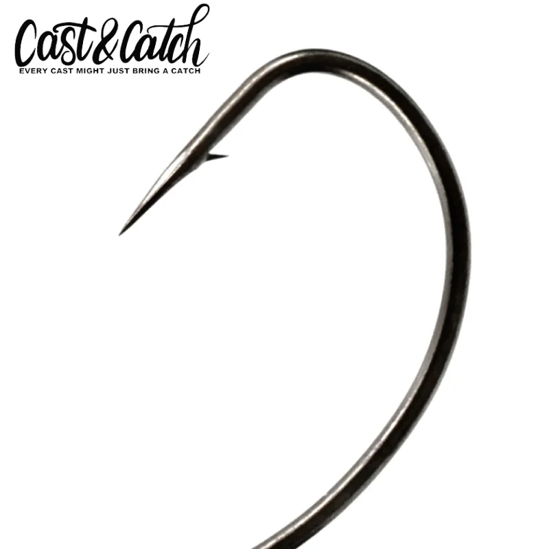 Cast & Catch-anzuelos de aparejo Ned gratis, anzuelo Offset, anzuelo oscilante, cabeza de plantilla, señuelo de pesca, gancho de plomo, grano de café, lubina, anzuelo anticolgante, 4 piezas - imagen 3