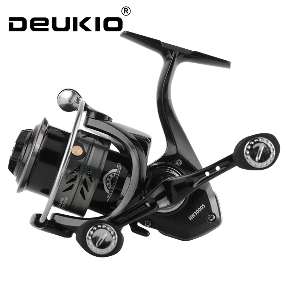 DEUKIO-carrete de pesca giratorio de doble mango 5 + 1Bb, carrete de línea de Metal, cuerpo de aluminio, Ideal para señuelo de agua dulce - imagen 2