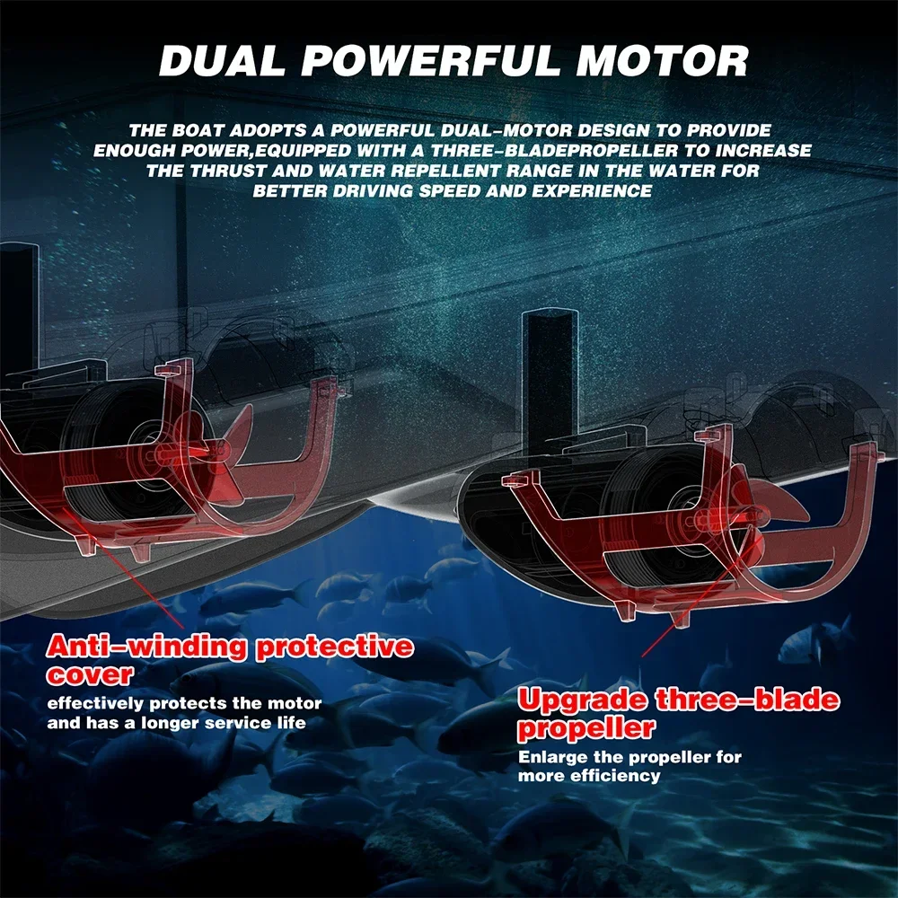 VWVIVIDWORLD, 2024 nuevo, barco de cebo de pesca GPS, Control de 500m/buscador de peces/cruesa automática/retorno/corrección de ruta, barco de cebo RC - imagen 5