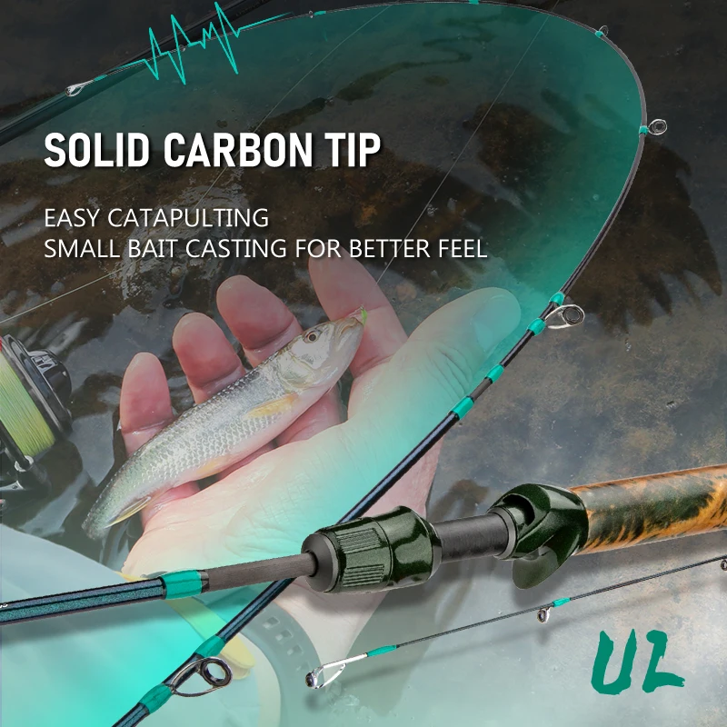 Caña de pescar de trucha profesional de 3 secciones, cebo giratorio, punta sólida, caña ligera de fibra de carbono, aparejos de pesca PHANTOM - imagen 4