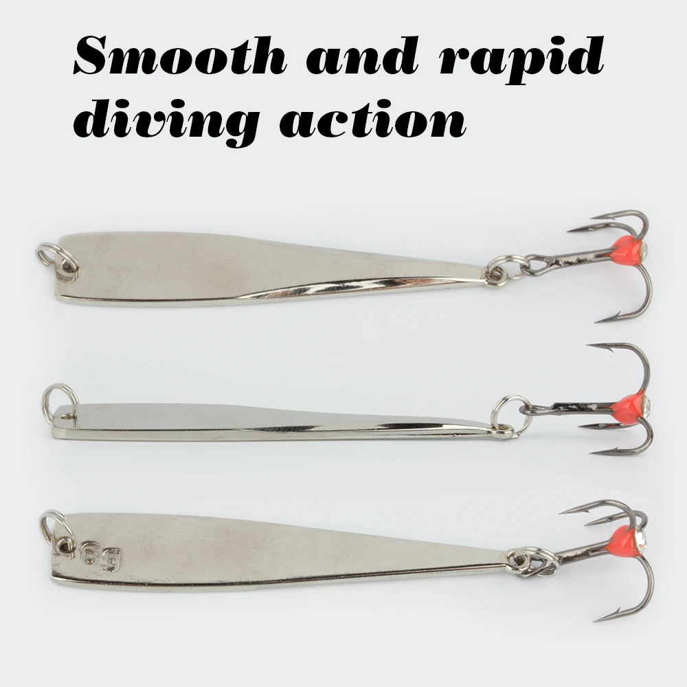 FTK-señuelo de pesca en hielo de invierno, 6g/8g, 65mm/75mm, 1 piezas, oro, plata, cuchara, cebos duros con gancho triple para trucha, Lucio, Aluminio - imagen 3