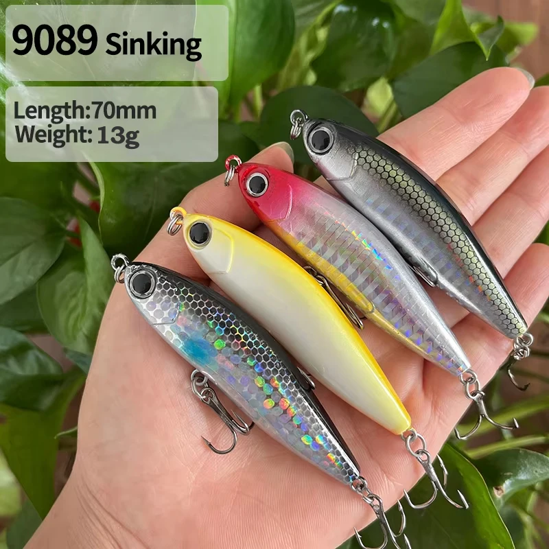 Señuelo de pesca con lápiz de 13g y 70mm, cebo adhesivo que se hunde, ojos 3D, cebo Artificial de fundición larga, pececillo Wobbler, lubina, accesorios de pesca - imagen 2