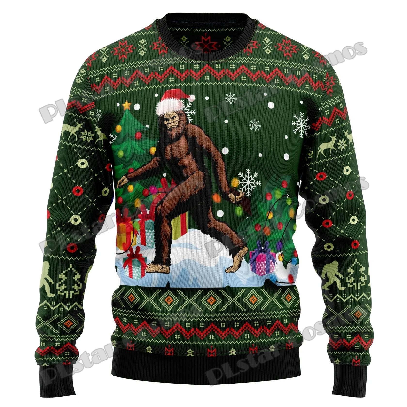 Suéter de punto informal para hombre, 3D jersey con estampado, impresionante, Bigfoot, patrón de nieve, feo, para Navidad, otoño e invierno, KMY02