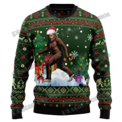 Suéter de punto informal para hombre, 3D jersey con estampado, impresionante, Bigfoot, patrón de nieve, feo, para Navidad, otoño e invierno, KMY02