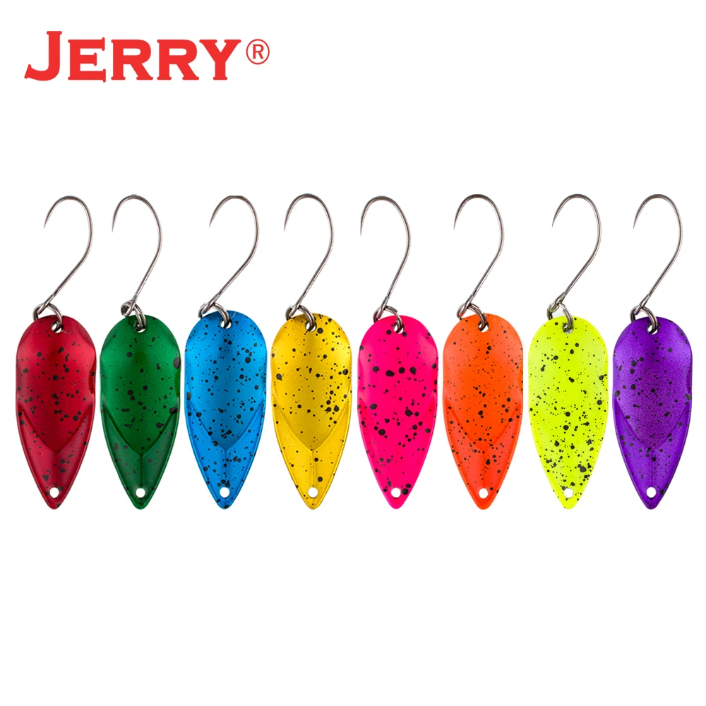 Jerry 8 Uds 2,5g/3,5g Micro área trucha cuchara señuelo Kit Set colores UV Metal señuelos de pesca latón lago corriente brillos Spinners - imagen 5