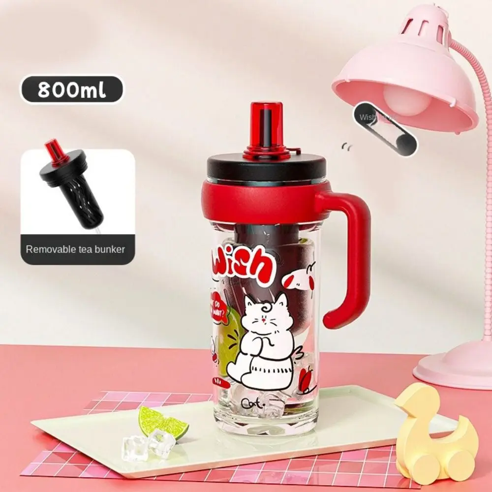 Taza de agua portátil de gran capacidad con dibujos animados, botella de agua de plástico resistente al calor de 800ml, botella deportiva de plástico a prueba de fugas para viaje - imagen 2