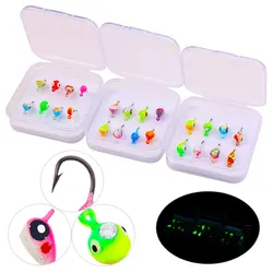 24 Uds anzuelo de púas Mini anzuelo de cabeza de plomo de Metal cebo en forma de ballena señuelo de pesca en hielo pesca Jigging plantillas de pescado aparejos de pesca en hielo de invierno