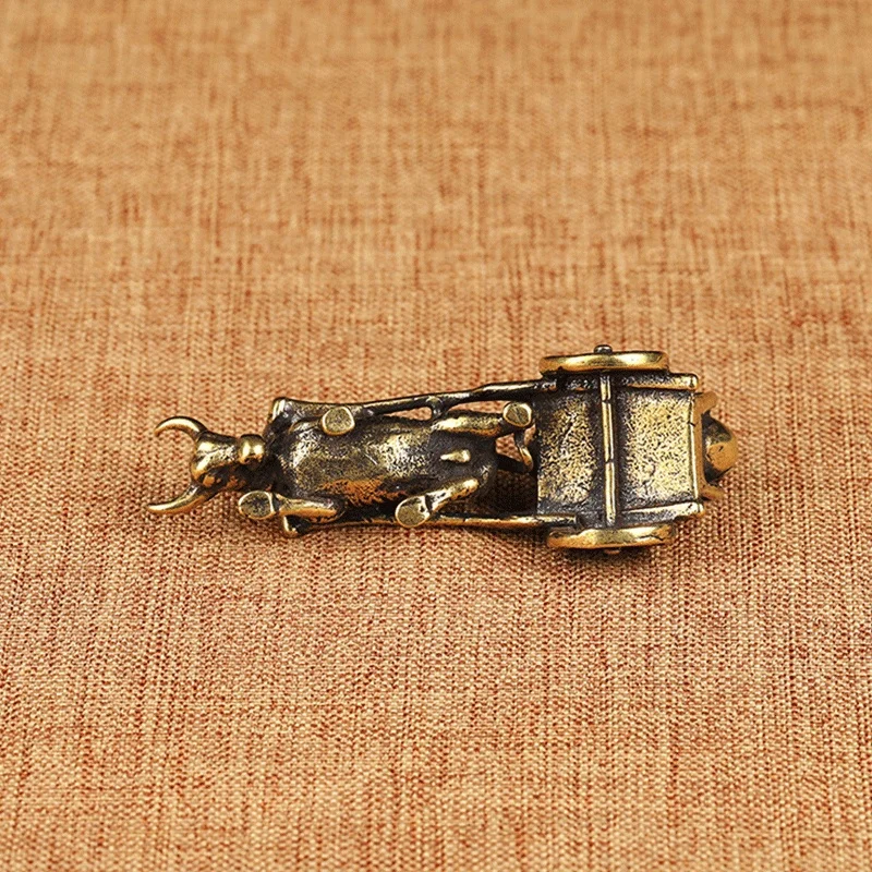 Adorno Retro, figuritas de vehículo de tracción de toro, cobre puro, artesanía folclórica china Feng Shui, accesorios de decoración del hogar, trae buena suerte - imagen 2