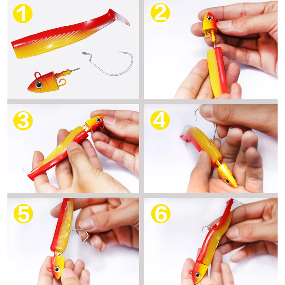 Hunthouse-señuelo de pesca suave, cabeza de plantilla 60g/90g/120g, pececillo negro para Lucio, cola en T, cebo de silicona, fácil de delinear, Jigging, Leurre - imagen 5