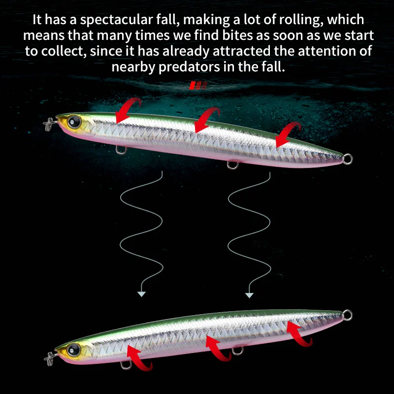 ALLBLUE SPRROW-señuelo de pesca de 110mm y 130mm, palo que se hunde, lápiz, ojos 3D, peso fijo, cebo Artificial de fundición larga, lubina - imagen 3