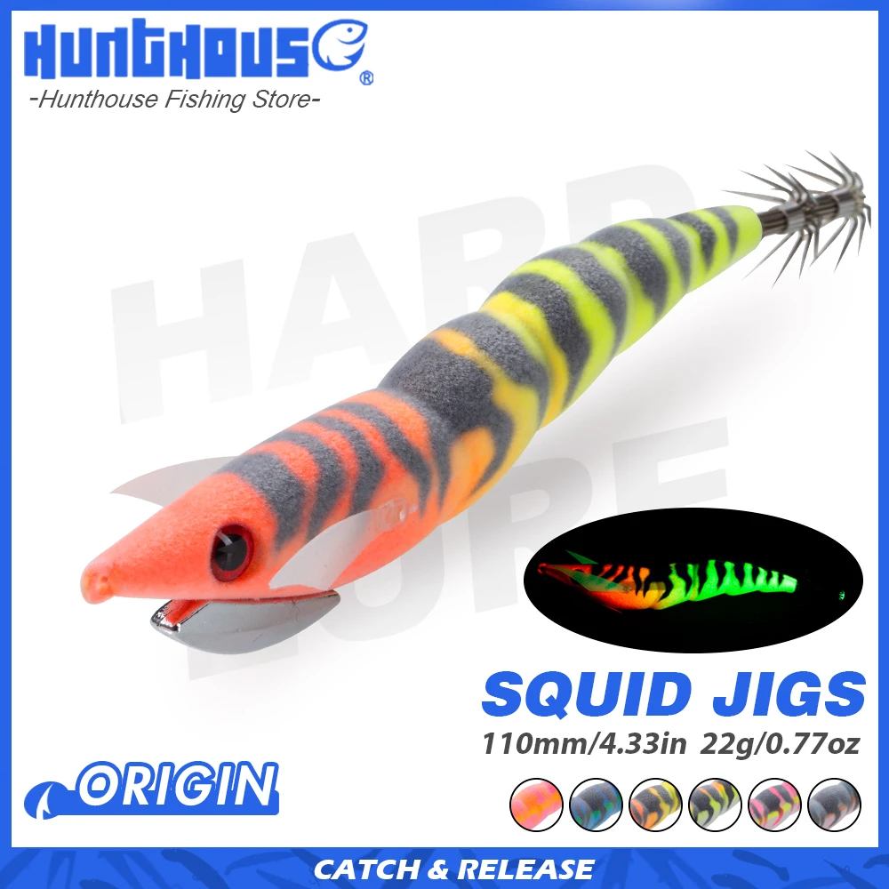 Hunthouse-señuelo de pesca Jigging de calamar, 110mm, 22g, lápiz Egi que se hunde, cebo duro luminoso, pulpo de agua salada, aparejos de pesca sepia